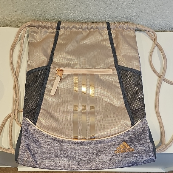 Adidas Rose Gold and Gray Drawstring Bag - Picture 1 of 2